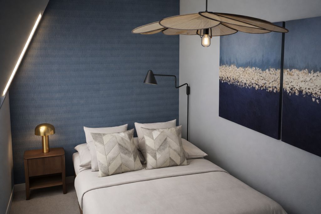 chambre moderne avec touches de bleu chambre moderne avec touches de bleu